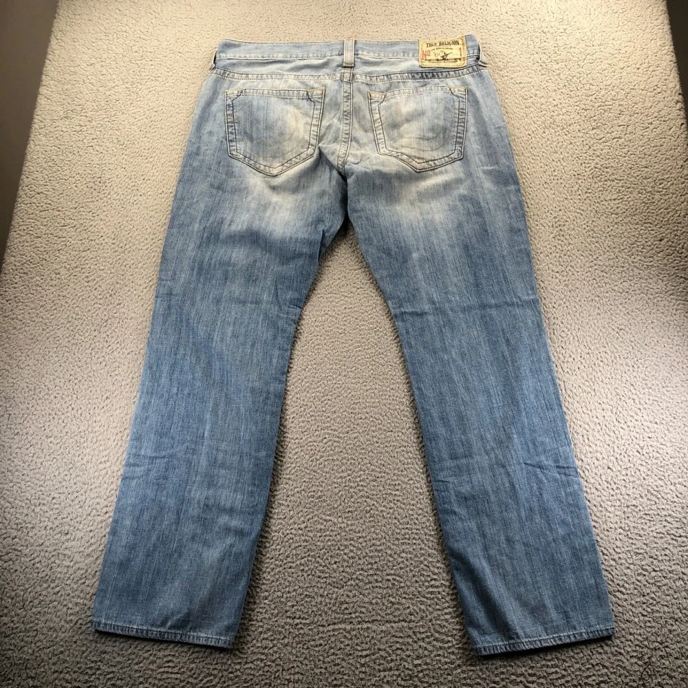 True Religion Jeans Mens 40x33 Blue Bobby Faded Light Wash Y2K Denim USA Made